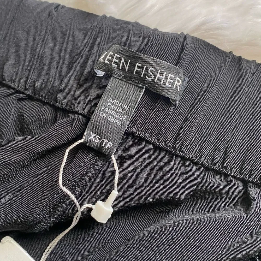 Eileen Fisher Walking Shorts Black Tencel Viscose Crepe New Womens Size XS‎